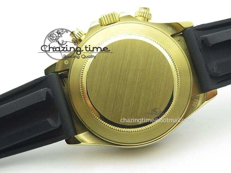 MiroTime 0512 TopPick Daytona YG BP Maker Black Dial Gold Subdial Sticks Markers On Rubber Strap A7750@ 4013
